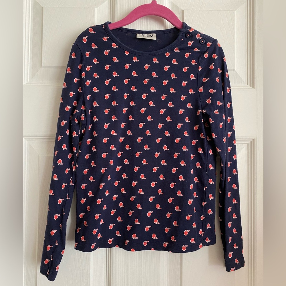 NEXT Direct Long Sleeve Tshirt Girl’s 5 6 APPLES NAVY RED
